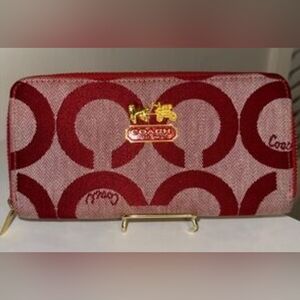Coach Pink and Red Logo Wristlet